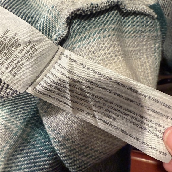 Hollister Flannel Shirt Womens Medium Boyfriend Fit Plaid Button Up Green - Picture 5 of 5